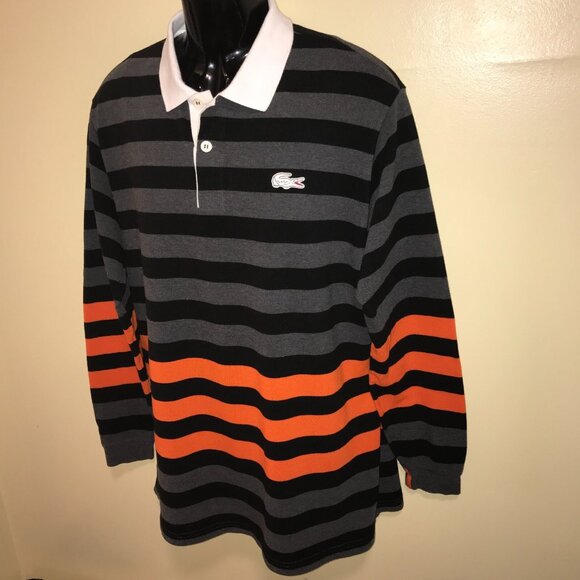 Men's Lacoste Long Sleeve Striped Polo -Size 8 (L) - Picture 9 of 12